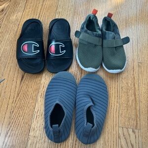 Bundle of 3 Boys Water Shoes Champion Sandals Cat & Jack Water Sneakers Size 10